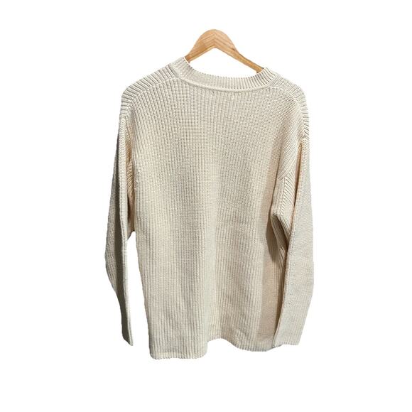 Clane Ivory Long Sleeve V Neck Wool Blend Women's Knit Sweater Size Medium - Picture 2 of 5